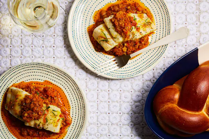 Moroccan Fish Over Spiced Chickpea Stew image