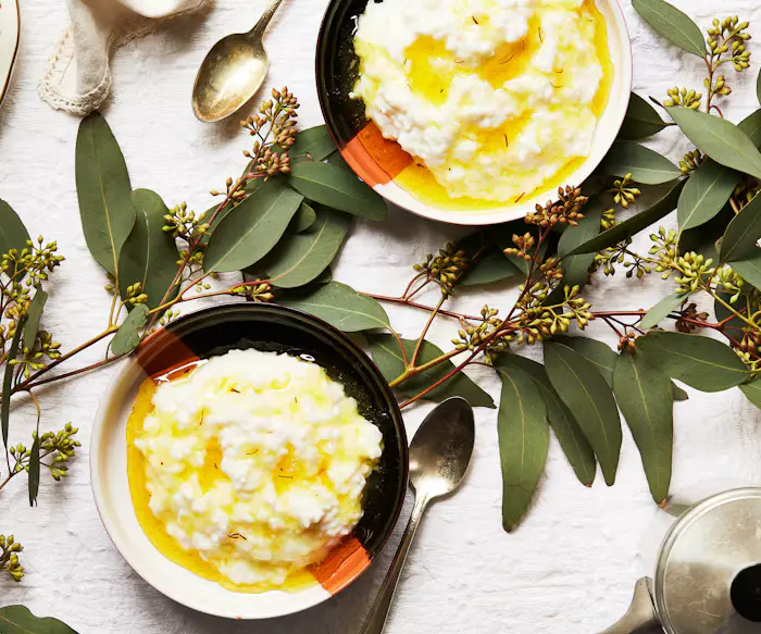 Shir Berenj (Persian Rice Pudding with Saffron Syrup) image