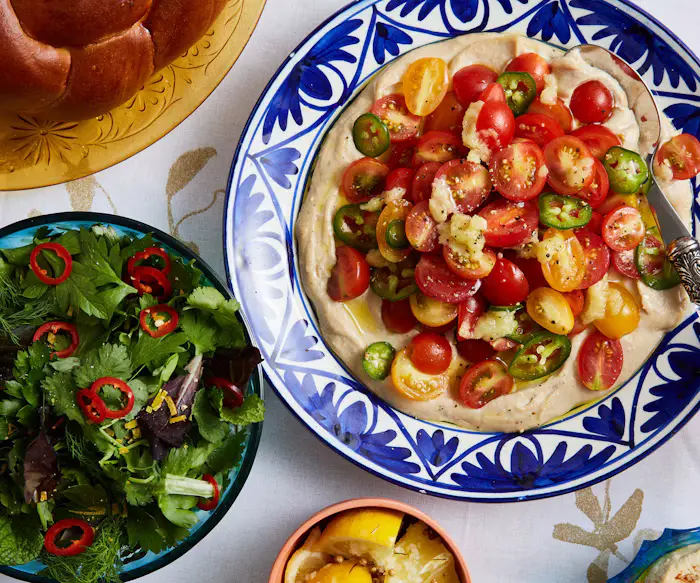 Spicy Tomato Salad Over Tahini image