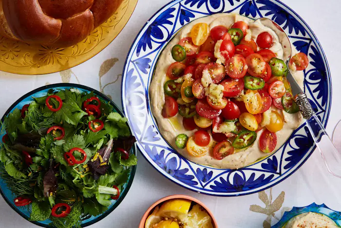 Spicy Tomato Salad Over Tahini image