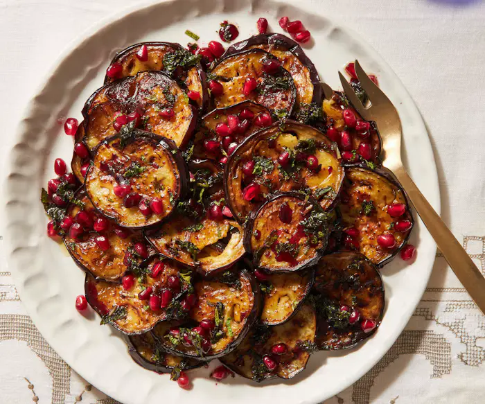 Fried Eggplant With Mint Dressing image