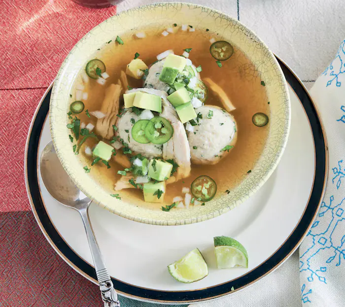 Matzah Ball Soup a la Mexicana with Chiles and Cilantro image