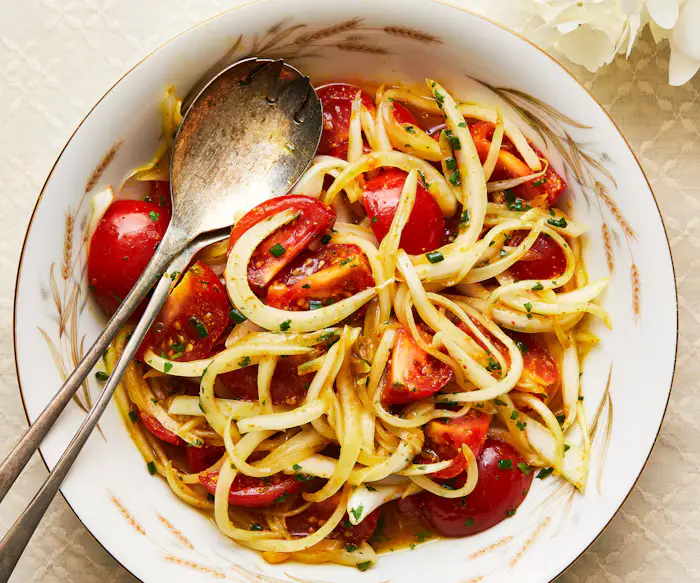 Tomato and Onion Salad with Amba Dressing image