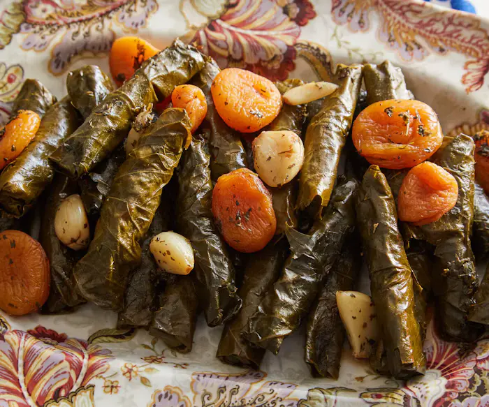 Yebra (Stuffed Grape Leaves With Apricots) image