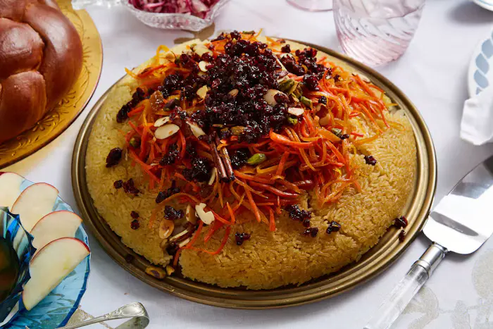 Jeweled Rice and Tahdig (Persian Crispy Rice With Caramelized Fruit and Nuts) image