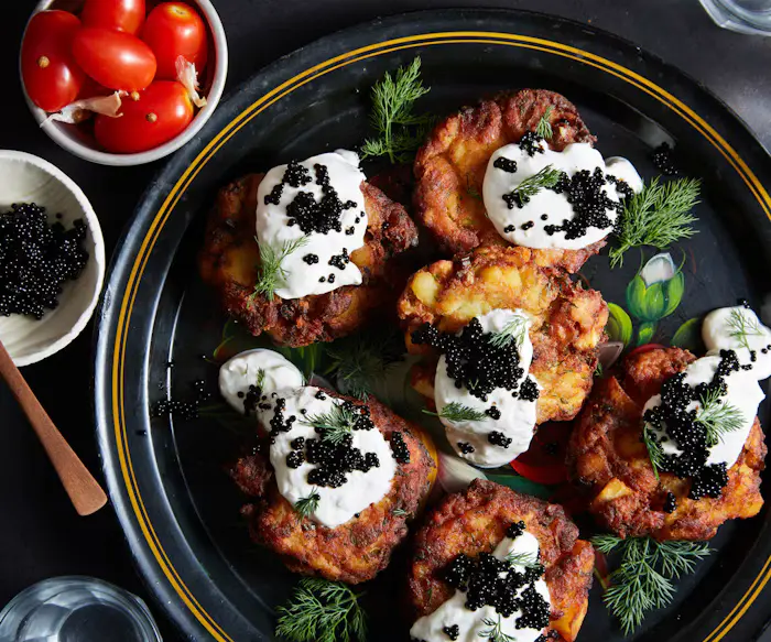 White Fish and Potato Latkes With Horseradish Sour Cream image