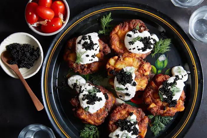 White Fish and Potato Latkes With Horseradish Sour Cream image